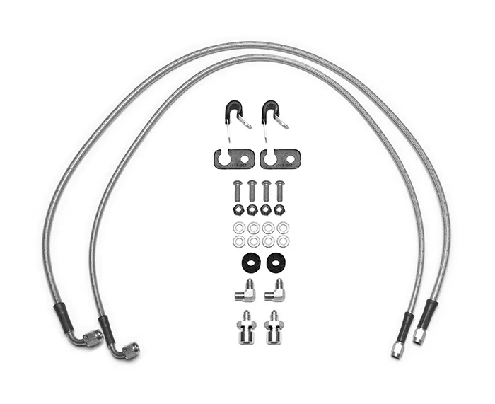 220-15927 – WILWOOD Brake Line, Stainless Steel Braided 3 AN With Straight Female Inlet/ 90 Degree Outlet 33 Inch Lon...